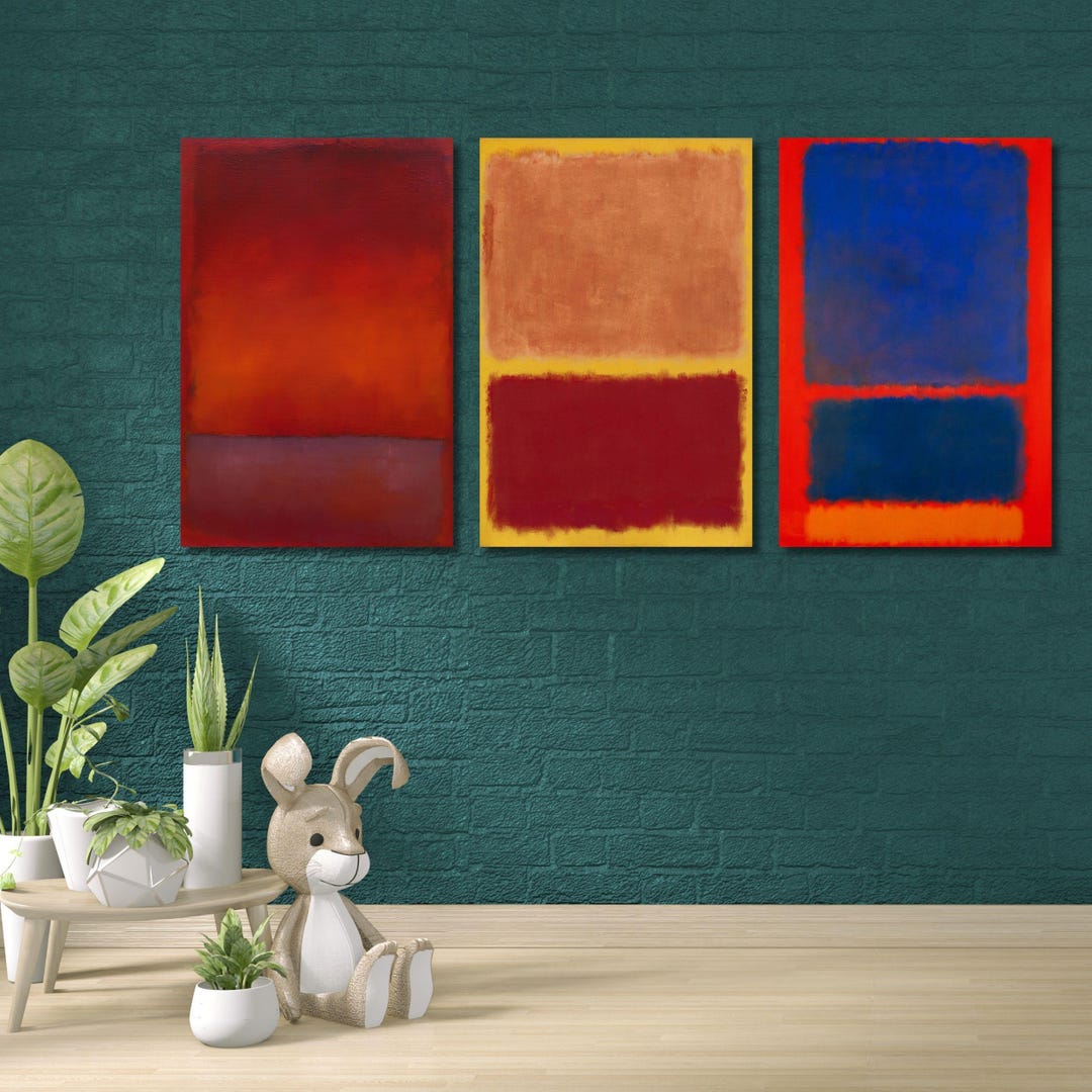 Mark Rothko Triptych Mark Rothko Abstract Triptych Canvas Prints, Minimalist Celestial ...