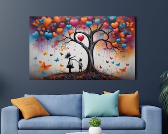 Banksy Girl with Balloon Canvas: Street Art Print, Modern Wall Decor