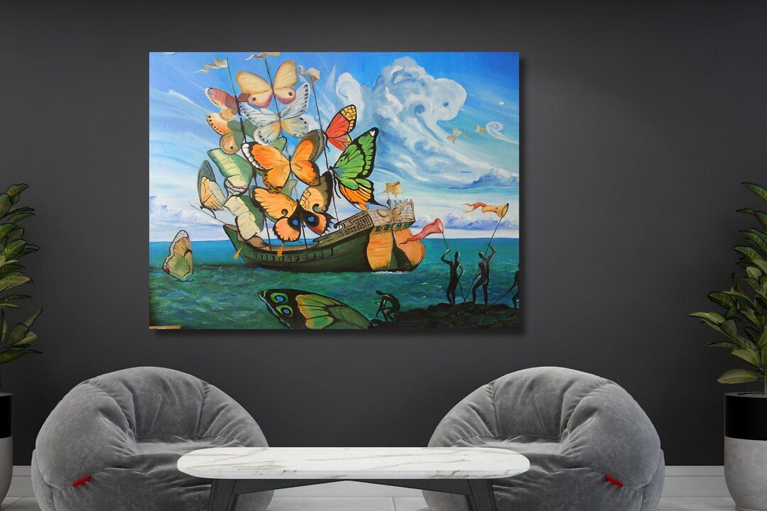 Salvador Dali Canvas,ship With Butterfly Sails,dali Canvas,salvador ...