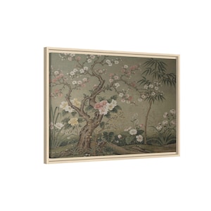 Tree of Life Chinoiserie Canvas Wall Art – William Morris Style Botanical Print image 1
