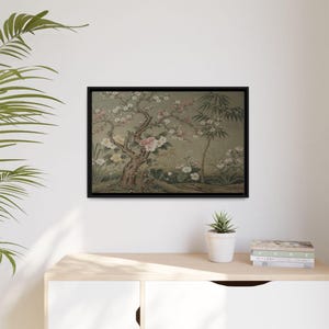 Tree of Life Chinoiserie Canvas Wall Art – William Morris Style Botanical Print image 2