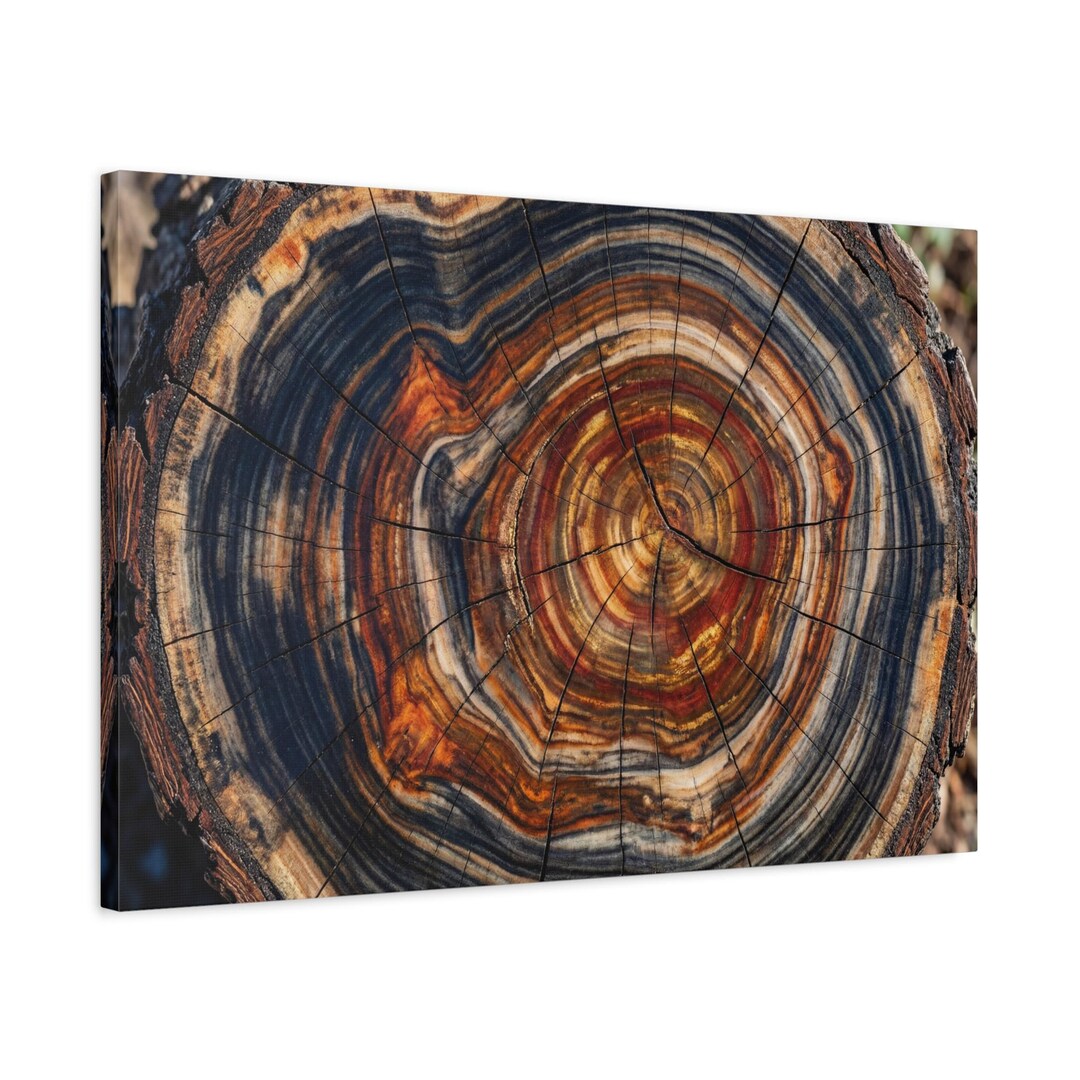 Art Using Tree Rings Colorful Tree Ring Art Canvas | Matte Stretched Wall Art - Etsy