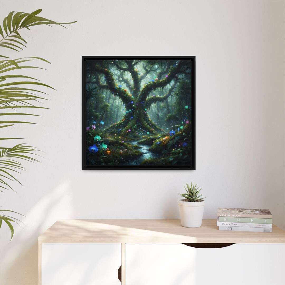 Enchanted Forest Tree Matte Canvas Framed | Fantasy Woodland Wall Art ...