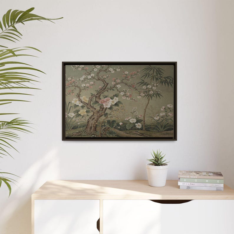 Tree of Life Chinoiserie Canvas Wall Art – William Morris Style Botanical Print image 4