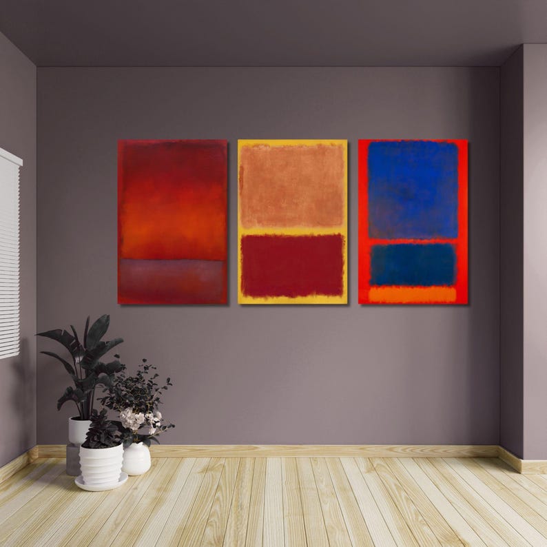 Mark Rothko Triptych Mark Rothko Abstract Triptych Canvas Prints, Minimalist Celestial ...
