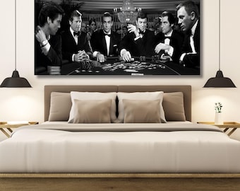 James Bond Poker Scene Canvas Print – Vintage Movie Wall Art (Ready to Hang)