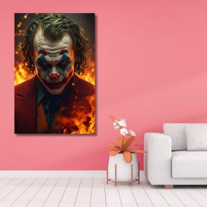 Joker Canvas Print, Dark Comic Movie Wall Art, Extra Large Poster image 2