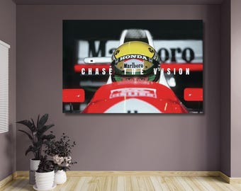 Ayrton Senna Chase The Vision Canvas Wall Art Print Motivational Formula 1