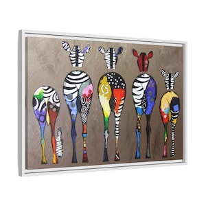 Färgglada Zebra Rumpor Matt Canvas, Inramad | Abstrakt Safari Väggkonst Banksy Poster