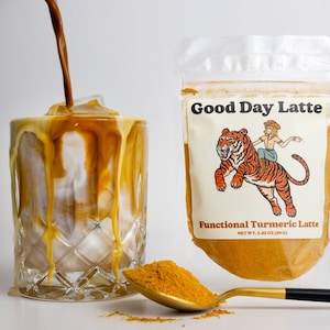 Turmeric Latte - Golden Milk with Cordyceps & Lion&#39;s Mane Mushrooms, Adaptogens and Superfoods.