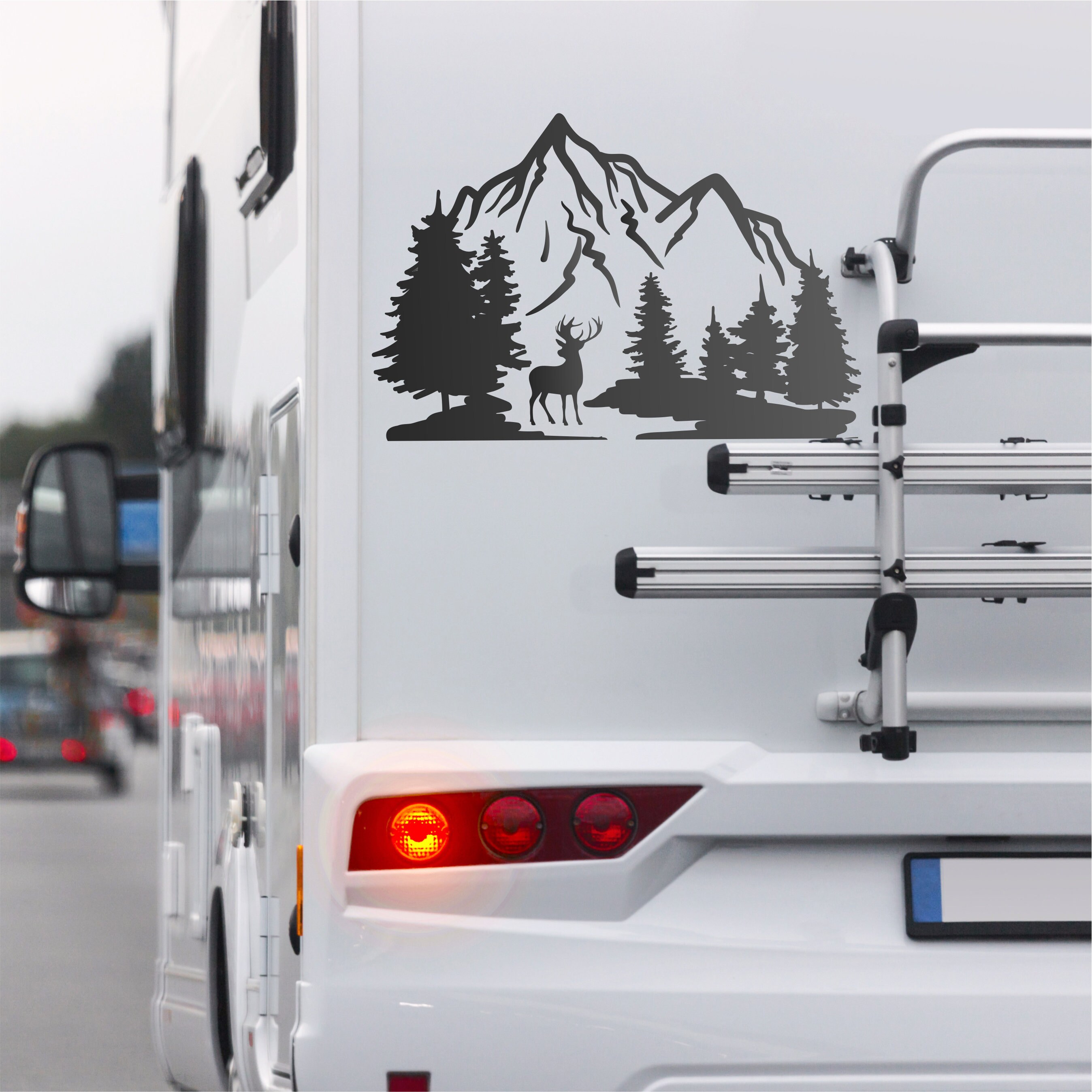 Adventure Awaits Camper RV Decal. Whitetail Deer, Forest Sticker ...