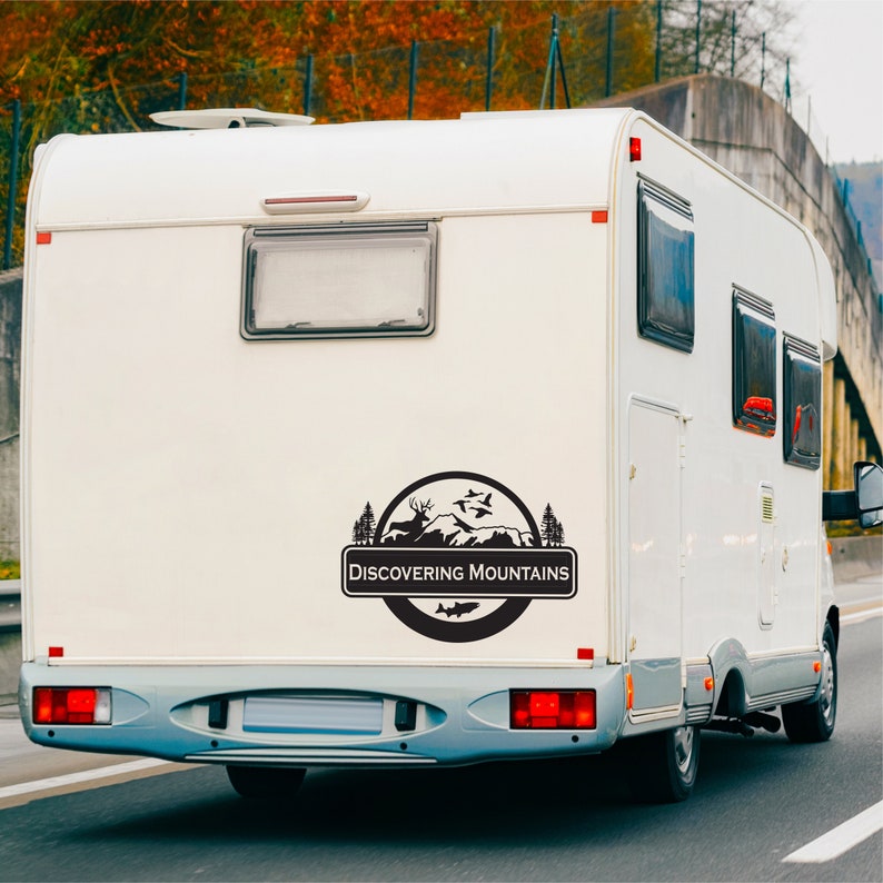 Personalized RV Camper Decal, Whitetail Deer, Forest, Adventure Awaits ...