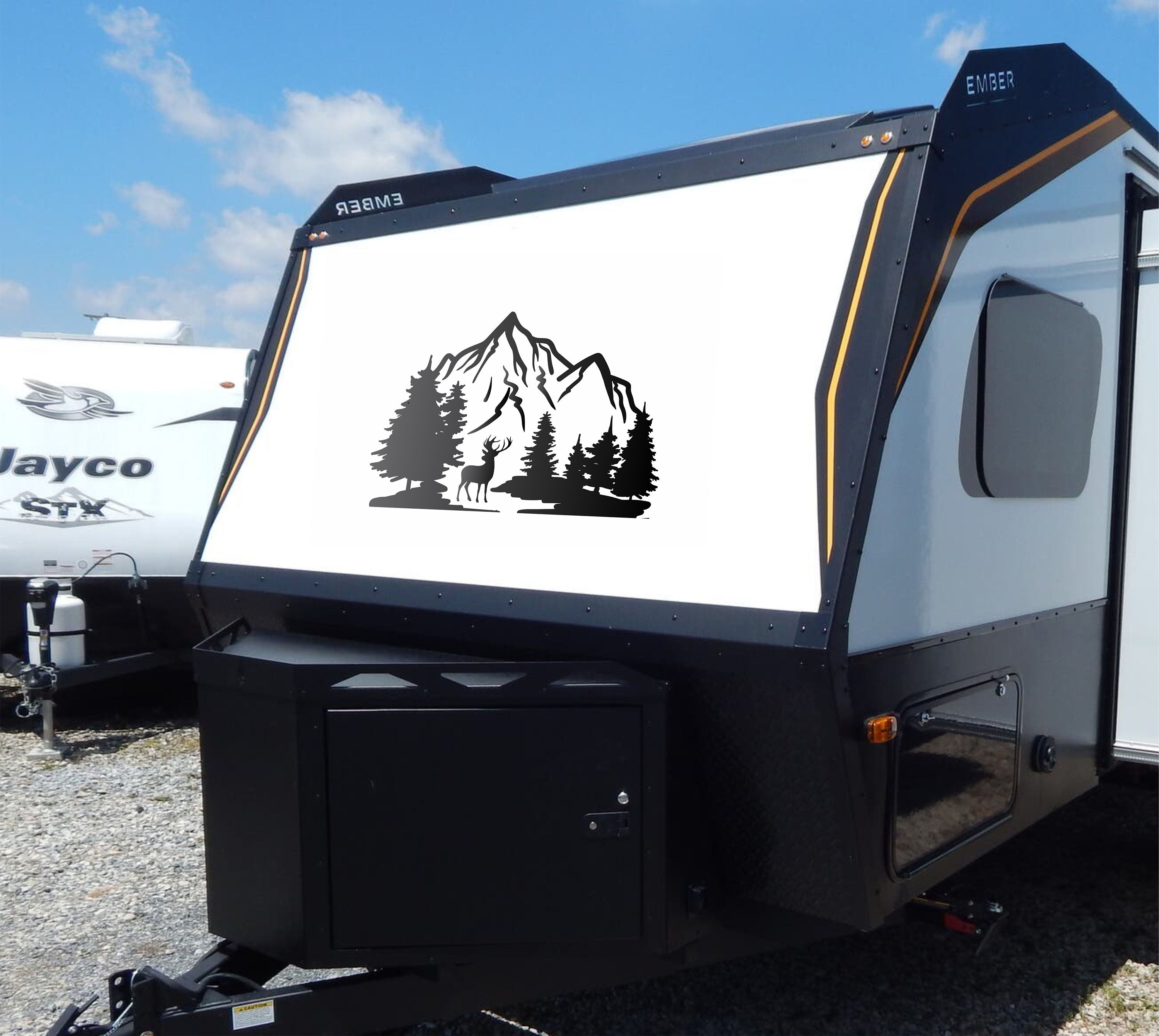 Adventure Awaits Camper RV Decal. Whitetail Deer, Forest Sticker ...