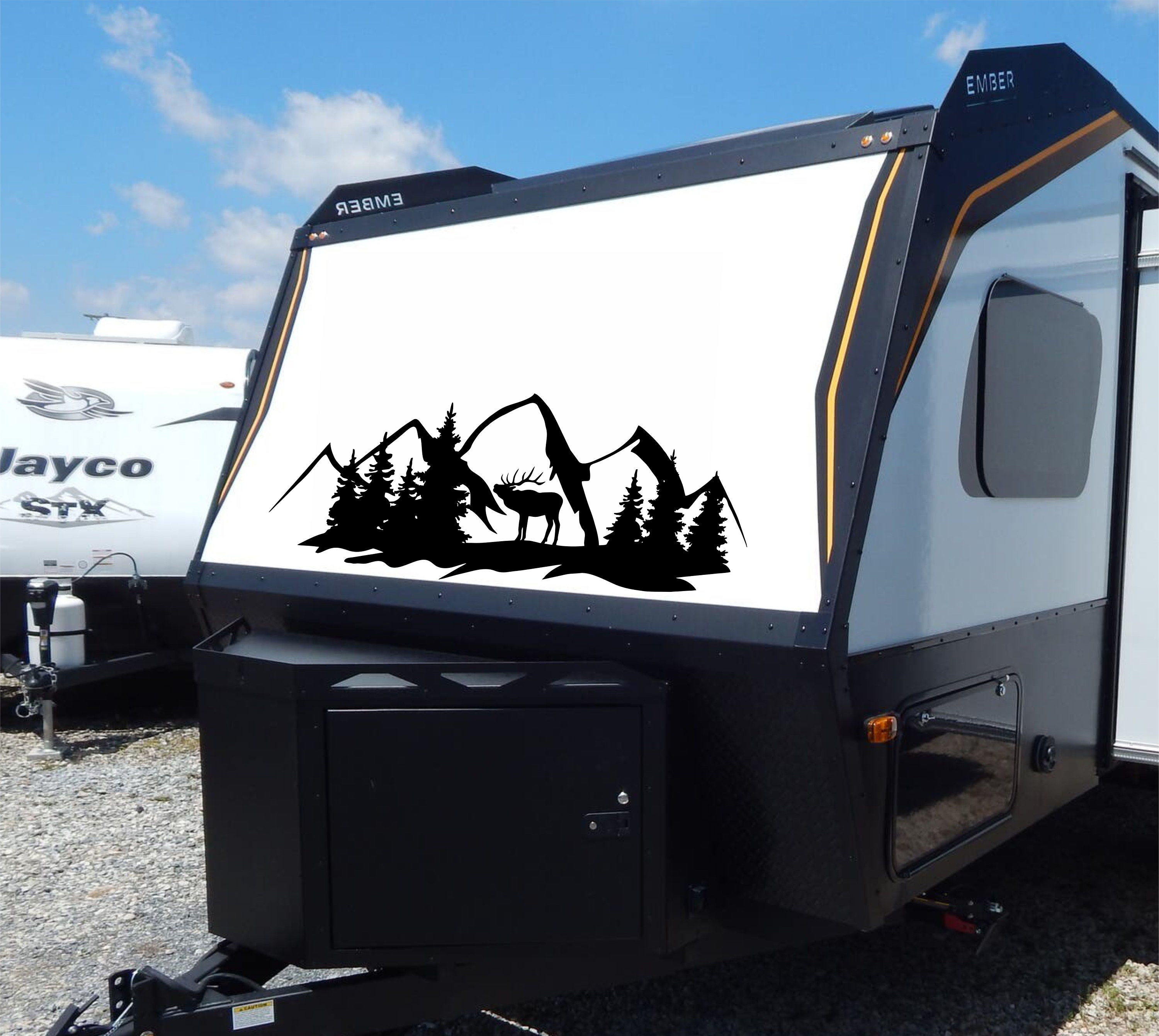 RV Camper Decal, Deer in Forest, Mountain Vinyl Graphics - Etsy