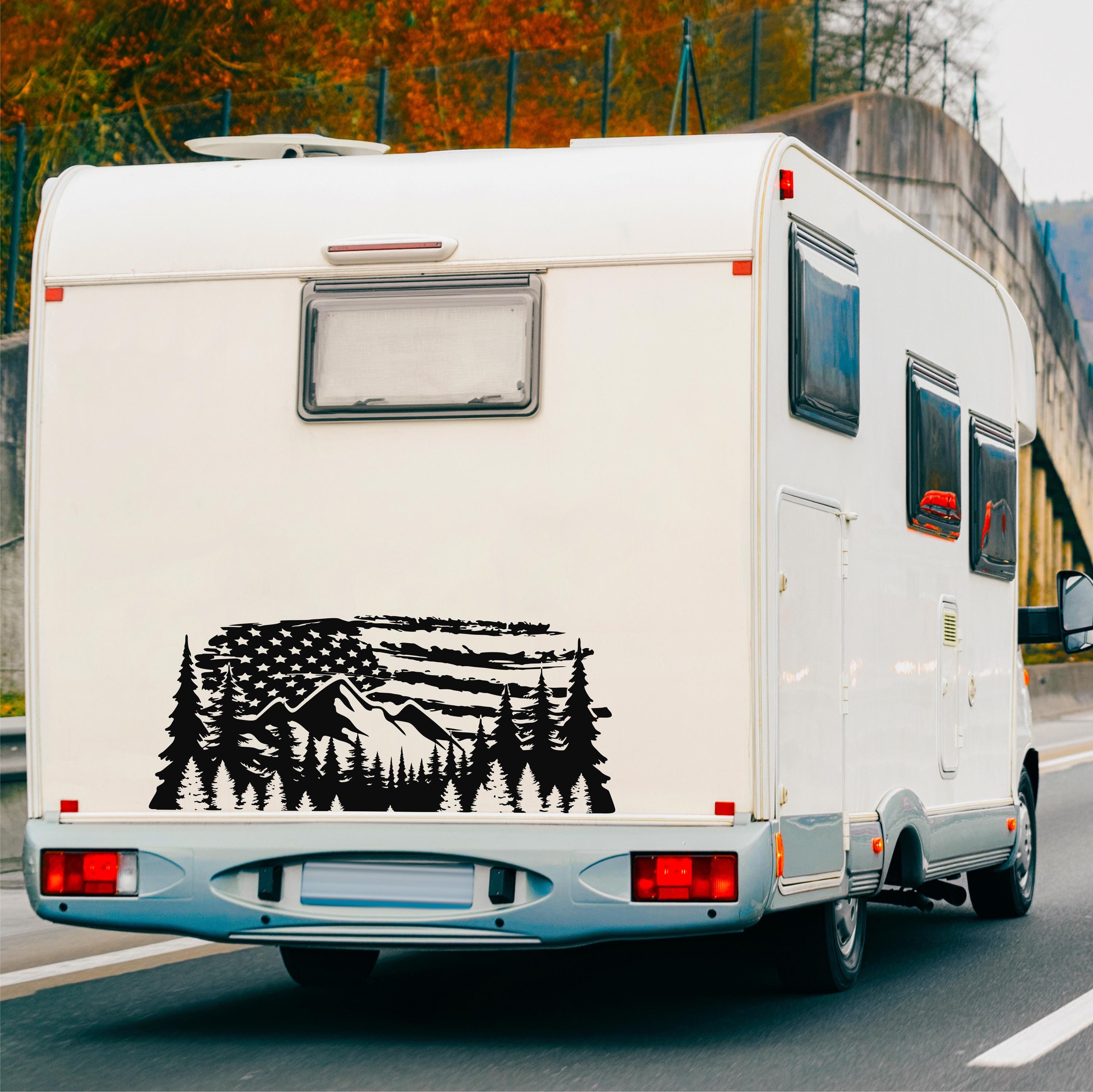 RV Camper Decal, American Flag, Mountain Adventure Vinyl Graphics - Etsy