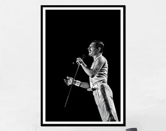 Freddie Mercury Poster Print  Poster | Print Art Canvas Picture Artwork Class Gift for Home Decor Light Retro Portrait Vintage