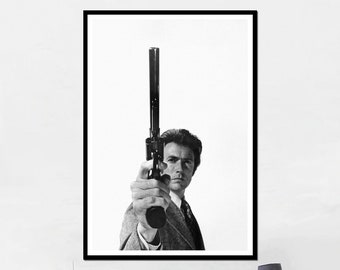 Affiche Clint Eastwood | Impression sur toile d'art oeuvre d'art cadeau de classe pour la décoration intérieure lumière rétro portrait vintage