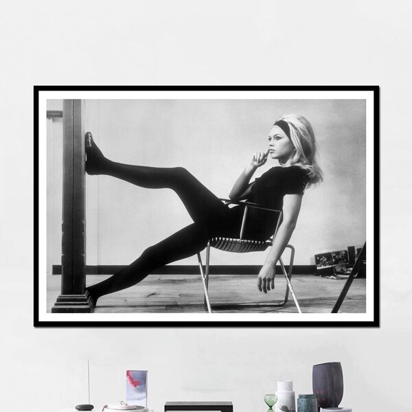Poster de Brigitte Bardot | Impression sur toile d'art oeuvre d'art cadeau de classe pour la décoration intérieure lumière rétro portrait vintage