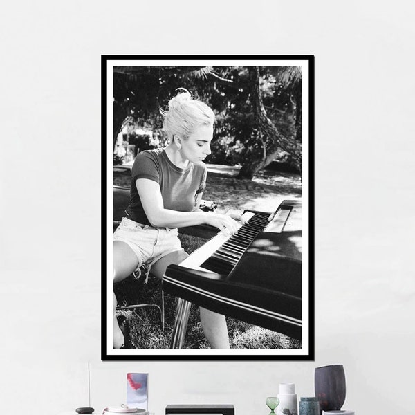 Lady Gaga Poster Druck | Print Kunst Leinwand Bild Kunstwerk Klasse Geschenk für Wohnkultur Licht Retro Portrait Vintage