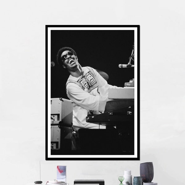 Poster Stevie Wonder Poster | Impression sur toile d'art oeuvre d'art cadeau de classe pour la décoration intérieure lumière rétro portrait vintage