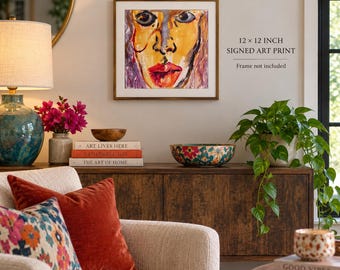 Probably Fine Signed Art Print, Quirky Colorful Portrait, Abstract Woman Wall Art, Print of My Original Artwork