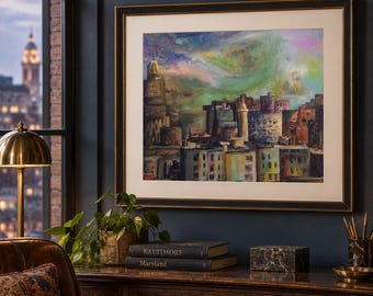 From the Belvedere Signed Art Print, Baltimore Cityscape Wall Art, Maryland Art, Print of My Original Paintingk