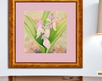 Showy Orchis Watercolor Painting Digital Download