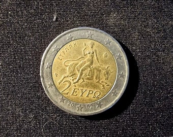 希少な2002年ドイツ2ユーロ硬貨 - 「G」ミントマーク付きヴィンテージ