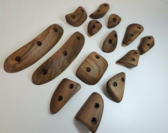Set of Solid Walnut Climbing Holds | Grip and Finger Strength