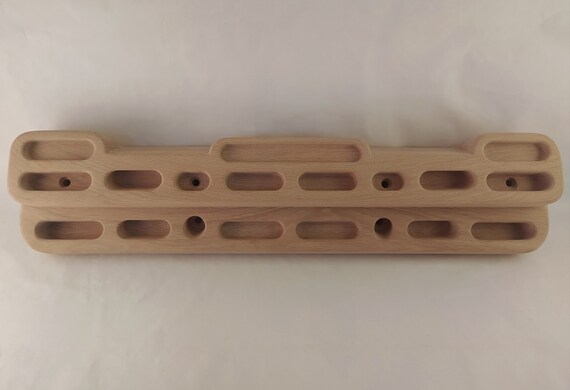 Hangboard Per Arrampicata - Tavola Da Allenamento Per Forza Delle Dita, Con Multiple Prese, Montabile A Porta O Parete, Legno Naturale - Foto 5