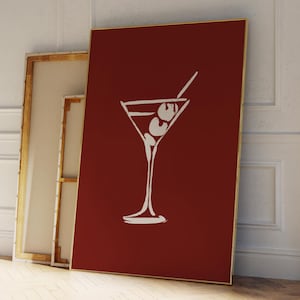 RED MARTINI COCKTAIL Druck, Red Boot Martini Wandkunst, Bar Cart Art, Femme Fatale, Cherry Girl Kunstdruck, Martini Kunstdruck, Extra Dirty
