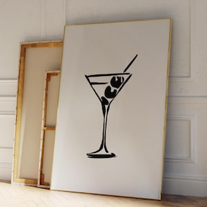 BLACK MARTINI COCKTAIL wydruk, Red Boot Martini Wall Art, Bar Cart Art, Femme Fatale, Cherry Girl Art Print, Martini Art Print, Extra Dirty