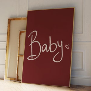 Baby Valentine&#39;s Day Print: Retro Red Gallery Wall Art (Digital Download)