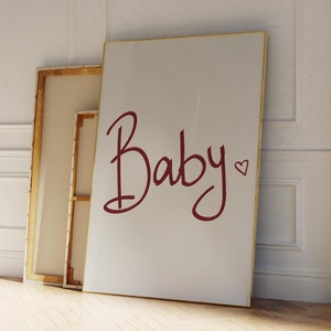 Baby Valentine&#39;s Day Print: Retro Pink & Red Wall Art (Digital Download)
