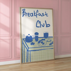 Frühstücks-CLUB PRINT, Kaffee, Ei, Croissant, Ästhetisches Küchendekor, Süße Kochkunst, Küchendekoration