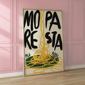 MEHR PASTA BITTE! Pasta Poster, Spaghetti Poster, Küche Poster, Trendige Küche, Pasta Art, Italienische Küche, Pasta Art