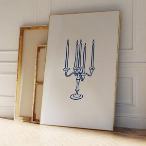 BLUE CANDLE Poster, Martini, Cocktail, Blume Maximalist Küche Galerie Wandkunst, Wohnung Dekor, Barwagen Kunstdruck