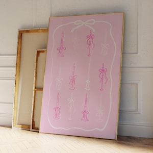 KERZE UND BOGEN Pink Poster, Martini, Cocktail, Blume Maximalist Küche Galerie Wandkunst, Wohnung Dekor, Barwagen Kunstdruck, handgezeichnet
