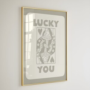 LUCKY YOU muurkunst BEIGE Lucky You poster trendy retro muurkunst funky muur kunst trendy afdrukbare YK2 print pokermuur poster esthetische print