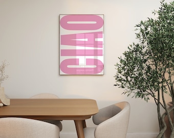 Ciao Poster: Retro Italienisches Wandbild in Pink (Digitaler Download)