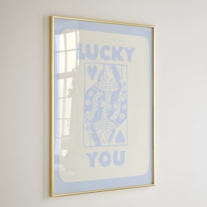 LUCKY YOU Wall Art BLU Lucky You Poster Trendy Retro Wall Art Funky Wall Art Trendy Printable YK2 Print Poker Wall Poster Aesthetic Print