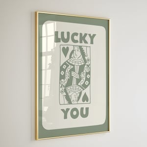 LUCKY YOU muurkunst groene Lucky You poster trendy retro muurkunst funky muur kunst trendy afdrukbare YK2 print pokermuur poster esthetische print