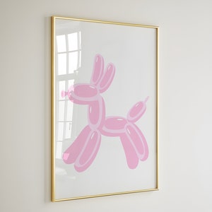 BALLOON DOG Wall Art Trendy Digital Prints Pink And White Modern Wall Art Decor Bedroom Art Printable Living Room Poster Aesthetic Wall Art