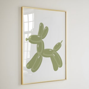 BALLOON DOG Wall Art Trendy Digital Prints Green And White Modern Wall Art Decor Bedroom Art Printable Living Room Poster Aesthetic Wall Art