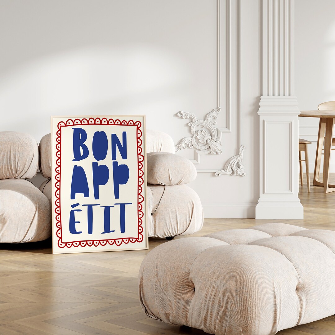 set of 2 bon appetit prints, retro cooking prints,... Bon Appetit Poster: Mid Century Kitchen Wall Art (digital Download) - Etsy