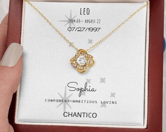 Leo Gift For Birthday Gift For Daughter Custom Name Necklace Gift For Best Friend Personalized Zodiac Necklace Gold Silver Necklace