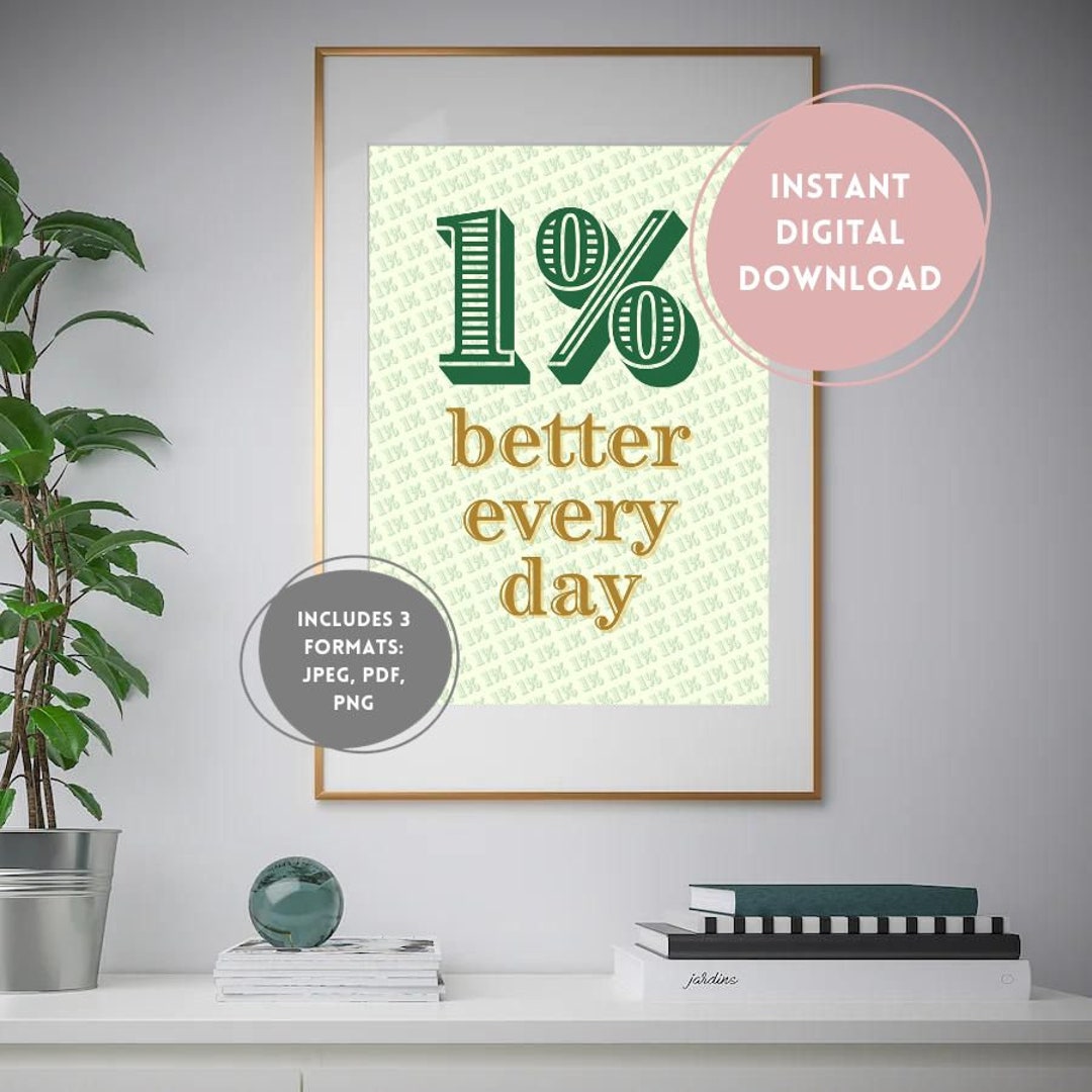 1% BETTER EVERY DAY Motivational Poster Art Print-ready Inspirational ...