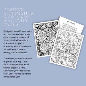 Positive Affirmations Coloring and Activity Pages for Download | manifestation coloring pages | adult coloring pages | stress relief