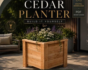DIY Cedar Planter Box Plans: Small Tapered Flower Box (Digital Download)