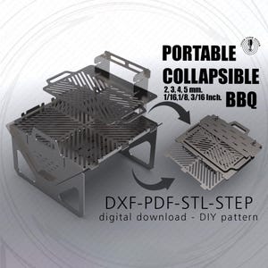 Brasero plegable para barbacoa: Archivos DXF para láser y plasma. Parrilla plegable, portátil, corte láser CNC. Brasero de metal para bricolaje. Acampada.